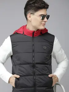 U.S. Polo Assn. U S Polo Assn Men Black & White Colourblocked Puffer Jacket