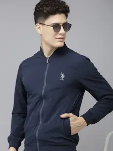 U.S. Polo Assn. U S Polo Assn Men Blue Brand Logo Printed Bomber Jacket