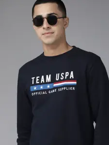 U.S. Polo Assn. U S Polo Assn Men Navy Blue Embroidered Sweatshirt