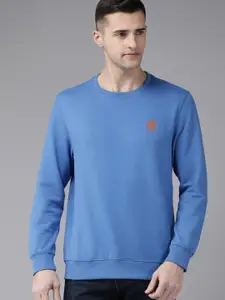 U.S. Polo Assn. Men Blue Solid Sweatshirt With Brand Logo Embroidered Detail