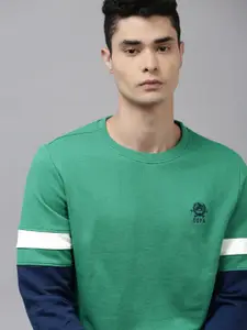 U.S. Polo Assn. Men Sea Green Solid Sweatshirt