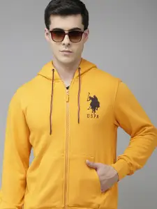 U.S. Polo Assn. U S Polo Assn Men Yellow Long Sleeves Hooded Sweatshirt