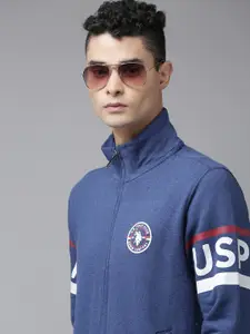 U.S. Polo Assn. Denim Co. U S Polo Assn Denim Co Men Navy Blue Typography Turtle Neck Sweatshirt