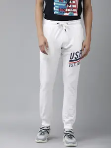 U.S. Polo Assn. Denim Co. Men Off White Brand Logo Printed Joggers