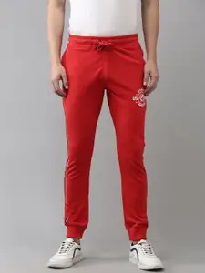 U.S. Polo Assn. Denim Co. Men Red Brand Logo Printed Track Pants