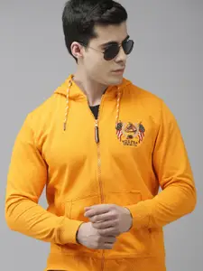 U.S. Polo Assn. Denim Co. U S Polo Assn Denim Co Men Mustard Hooded Brand Logo Sweatshirt