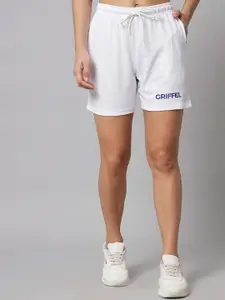GRIFFEL Women White Loose Fit Cotton Sports Shorts