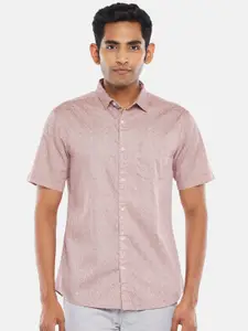 BYFORD by Pantaloons Men Pink Slim Fit Printed Casual Shirt