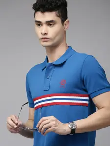 U.S. Polo Assn. U S Polo Assn Men Blue Polo Collar Pure Cotton Slim Fit T-shirt