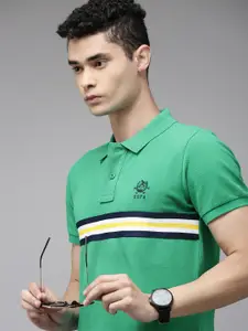U.S. Polo Assn. U S Polo Assn Men Green Polo Collar Slim Fit Pure Cotton T-shirt