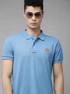 U.S. Polo Assn. U S Polo Assn Men Blue Solid Polo Collar Slim Fit T-shirt