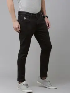 U.S. Polo Assn. Denim Co. U S Polo Assn Denim Co Men Black Henry Tapered Fit Crop Stretchable Jeans