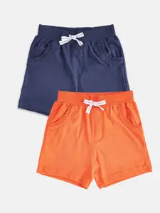 Pantaloons Baby Kids-Boys Orange  Pack Of 2 Solid  Shorts