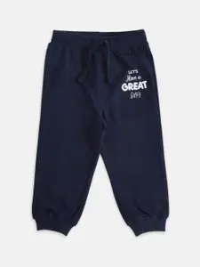 Pantaloons Baby Boys Navy Blue Solid Cotton Track Pants