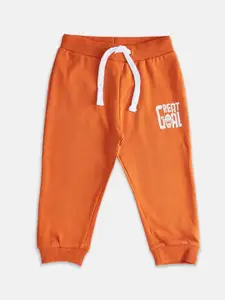 Pantaloons Baby Boys Orange Solid Pure Cotton Joggers