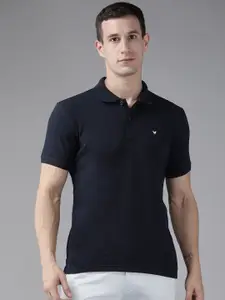 Blackberrys Men Navy Blue Polo Collar Slim Fit T-shirt