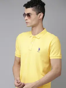 U.S. Polo Assn. U S Polo Assn Men Yellow Polo Collar Slim Fit T-shirt