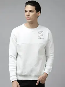 Blackberrys Men Grey Melange & White Colourblocked  Sweatshirt