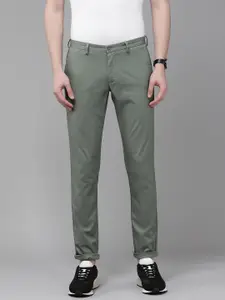 Blackberrys Men Sage Green Tapered Fit Low-Rise Chinos