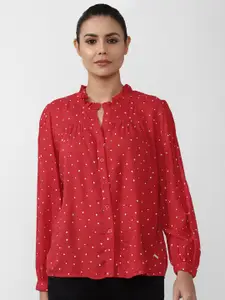 Van Heusen Woman Women Red Regular Fit Printed Casual Shirt