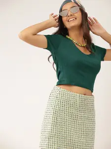 DressBerry Girls Green Ribbed Top