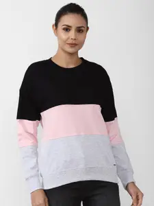 Van Heusen Woman Women Black coloured Colourblocked Sweatshirt