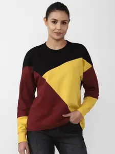 Van Heusen Woman Women Maroon Colourblocked Sweatshirt