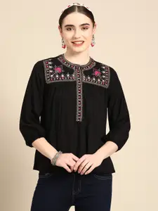 Sangria Embroidered Top