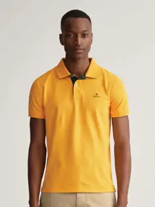 GANT Men Yellow Polo Collar T-shirt