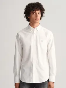GANT Men White Classic Regular Fit Casual Shirt