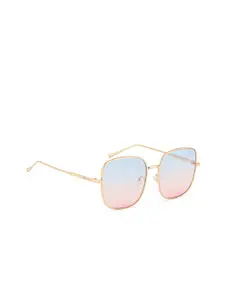 ROYAL SON Women Pink Lens & Gold-Toned Square Sunglasses with UV Protected Lens
