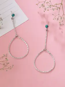 kashwini Silver-Toned Contemporary Drop Earrings