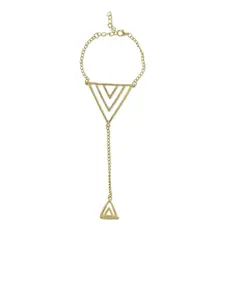 FemNmas Women Gold-Toned Gold-Plated Triangle Ring Bracelet