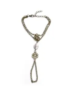 FemNmas Women Gold Lace Ring Chain Bracelet