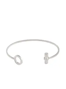 FemNmas Women Silver-Toned Silver-Plated Cuff Bracelet