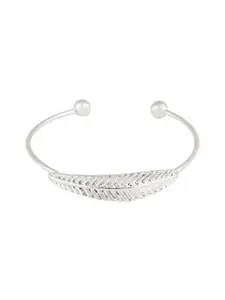 FemNmas Women Silver-Toned Silver-Plated Cuff Bracelet