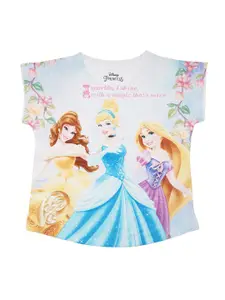 Disney by Wear Your Mind Girls Blue & White Disney Princess Printed Top