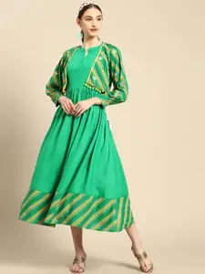 Sangria Ethnic A-Line Dress with Jacket