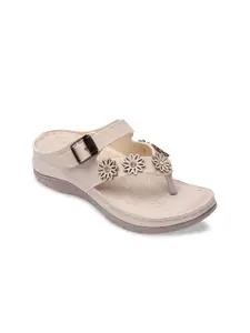 Picktoes Cream-Coloured Wedge Sandals