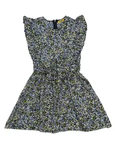 NYNSH Blue & Multicoloured Floral Fit and Flare Dress
