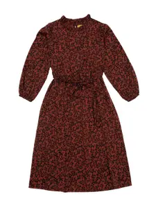 NYNSH Rust Floral Midi Fit and Flare Dress