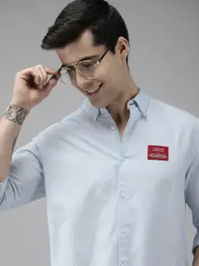 THE BEAR HOUSE Ardor Edition Men Blue Slim Fit Linen Cotton Casual Shirt