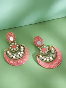 LIVE EVIL pink Gold-Plated Contemporary Chandbalis Earrings