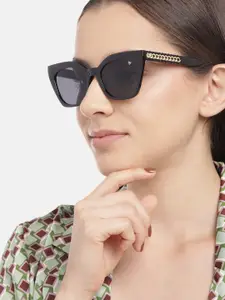 Voyage Women Black Lens & Black Cateye Sunglasses with UV Protected Lens