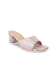 XE Looks Multicoloured Striped Block Heels
