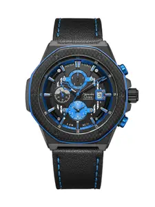 Alexandre Christie Men Blue Dial & Black Leather Straps Analogue Watch 6600MCLIPBABU-Blue