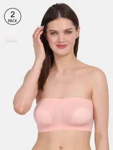 Amour Secret Amour Secret Peach & White Non-Padded Tube/Bandeau Bra Pack of 2