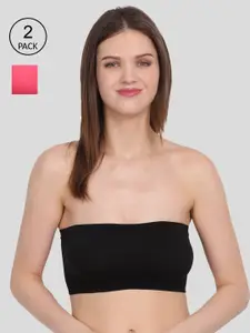 Amour Secret Black & Coral Non-Padded Tube/Bandeau Bra Pack of 2