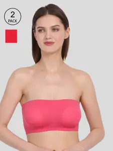 Amour Secret Red & Coral Non-Padded Tube/Bandeau Bra Pack of 2