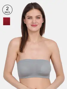 Amour Secret Grey & Maroon Non-Padded Tube/Bandeau Bra Pack of 2